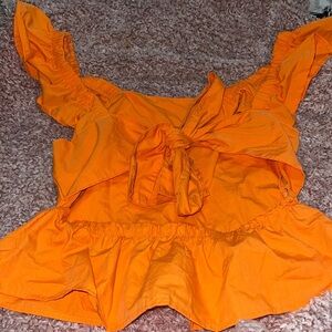 Orange Ruffled Women's Top